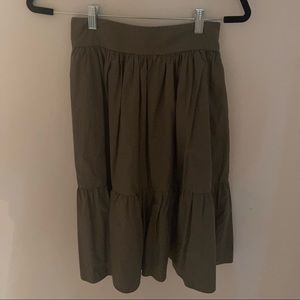 Zara, XS, Khaki Cotton Skirt with ruffle